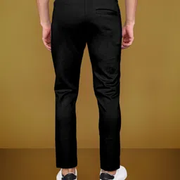 indiclub Men Slim Fit Black Lycra Blend Trousers image 2