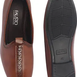 fausto Ethnic Slip On Stripe Juttis and Mojaris for Wedding|Traditional Kurtas Shoes Mojaris For Men image 4