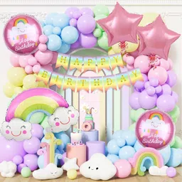 nisha enterprises Decoration Multicolor Theme Decorations for Birthday Set of 58 Pcs-picture-41