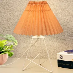 homesake Metal Table Lamp with Fabric Khadi Pleated Shade-picture-11