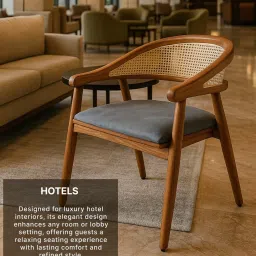 habereindia Monaco Solid Wood Arm Chair in Borwn and Grey Finish image 3