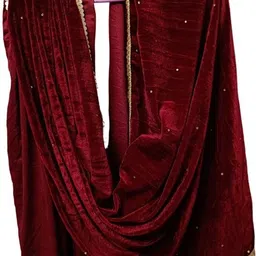 dupattaa Velvet Self Design Maroon Women Dupatta-picture-15