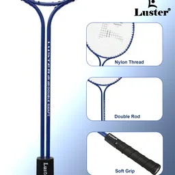 luster Double Shaft Racket With 3Pcs Feather Shuttle Box And Round Shape Shaft Racket Badminton Kit image 2