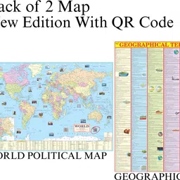 eoimarketing Pack of 2 World Political & Geographical Term Chart Map | 70x100 cm / 28x40 inch | 90 GSM Thick Paper | Extra Quality Print | New Edition with QR Code | SSC, UPSC & Competitive Exams Paper Print Paper Print-picture-44