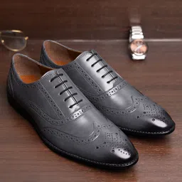 louis stitch Grey Wingtip Style Brogue Formal Shoes for Men - UK 8 Brogues For Men image 2