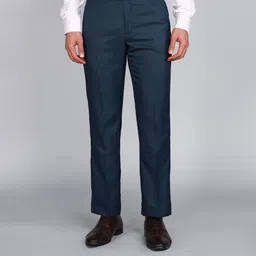 park avenue Men Regular Fit Dark Blue Polyester Trousers-picture-14