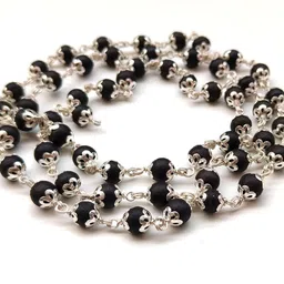 saravaksh Sarvaksh / Original Silver Karungali Malai 8 mm 54+1 Beads, Silver Ebony Beads Silver Plated Wood Chain-picture-13