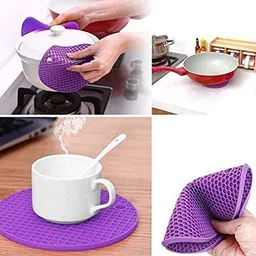 dreamy delights Round Silicone Hot Mats and Trivets for Hot Dishes and Hot Pots (Multi Color) Non-slip Trivet image 2