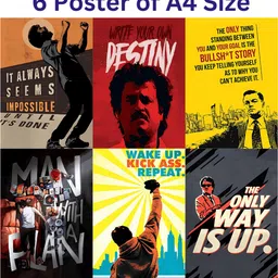 bhvya creations Movie Motivational Quotes Posters | Pack of 6 | A4 Size (21 x 29.7 cm) | 300 GSM HD Waterproof Wall Poster for Home, Office & Gym Photographic Paper image 2