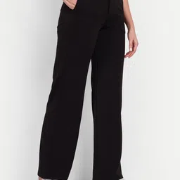 next one Women Loose Fit Black Lycra Blend Trousers-picture-12