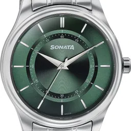 Sonata 2.0 Quartz Green Dial Silver Stainless Steel Strap Watch Analog Watch - For Men NT77149SM02|77149SM02|NT77149SM02 image 3