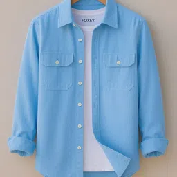 foxey Men Regular Fit Solid Slim Collar Casual Shirt-picture-12