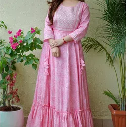 aaradhiya creation Women Embroidered Viscose Rayon Anarkali Kurta-picture-27