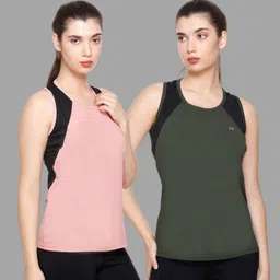 white moon Pack of 2 Women Colorblock Round Neck Polyester Multicolor T-Shirt-picture-25
