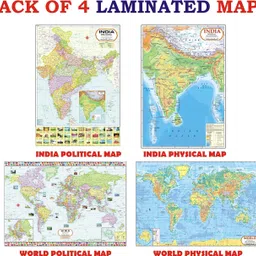 India & World Map ( Both Political & Physical ) | LAMINATED SET OF 4 Photographic Paper-image-25