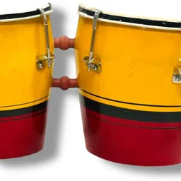 hoorain traders Premium Wooden Bongo Drums (Yellow & Red) | Ideal For Beginner & Experts | Wooden Bongo image 3