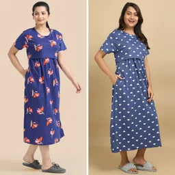 mayaval Pack of 2 Women Maternity/Nursing Nighty image 3