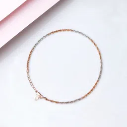 zavya Dual Tone Helix 925 Sterling Silver Anklet | With Certificate of Authenticity Sterling Silver Anklet image 2