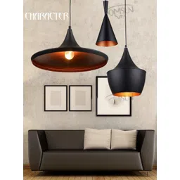 groeien 3-Light Industrial Black Finish Metal Shade Hanging Pendant Ceiling Lamp Fixture Tulip Cone Disc (Black) Pendants Ceiling Lamp image 4