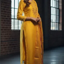 orriya Self Design Kurta, Trouser/Pant & Dupatta Set image 3
