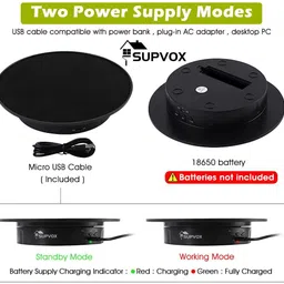 palay USB Electric Rotating Display Stand 20cm 360 Degree Turntable Load 8KG for Shows Decorative Showpiece - 20.4 cm image 3