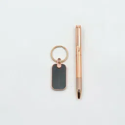sai simran Luxury Rose Gold Pen and Keychain Set Copper Finish Ball Pen image 5