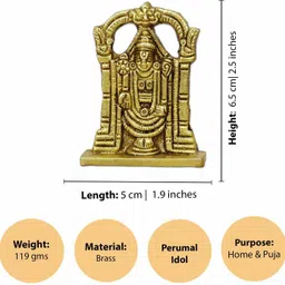 spilbox Brass VDM Perumal Statue|Tirupati Balaji Pital Statue|Home&Office Decor Decorative Showpiece - 6.5 cm image 5