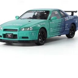 1:24 Nissan GTR Skyline R34 Diecast Metal Pull Back Car with 6 Openable Door-image-75
