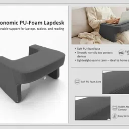 fridup Memory Foam Cushion Pack of 1 Solid Memory Foam Cushion Lap Desk Pillow Computer Table & Laptop Lap Desk for Sofa image 3