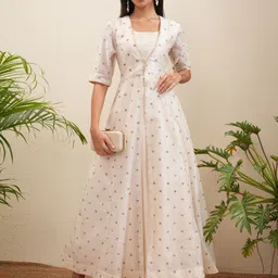 vishudh Women A-line White Maxi/Full Length Dress image 3