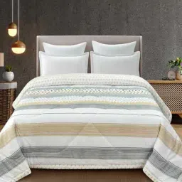 Florida 180 GSM Geometric Reversible All Season AC Comforter / Blanket / Quilt (Grey, 220x240 CM)-picture-25