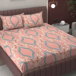 bromwick Pink Abstract 200 TC Microfiber King Sized Double Bedsheet with 2 Pillow Covers-picture-14