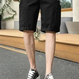 pitzz Solid Men Black Cargo Shorts image 3