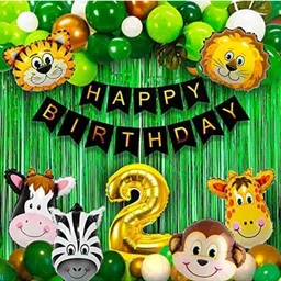 maithili decors Solid Jungle Theme 2nd Birthday Items For Boys Birthday party Balloon-picture-27