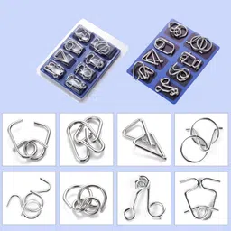 pluspicks 2 Set Brain Teasers Metal Wire Puzzle Toys IQ Tester Brain Games for Kids Adults image 2