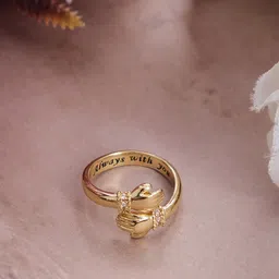 UNIVERSITY TRENDZ Gold-Plated Crystal Studded Adjustable Finger Ring image 1