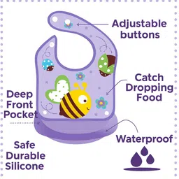 nanhaawear Baby Food Catching Bib|Silicone Baby Detachable Waterproof Apron Bibs (Set of 3) image 5