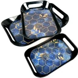 dst Set of 3 Trays lineing & leaves design Tray Serving Set Tray Tray Serving Set image 4