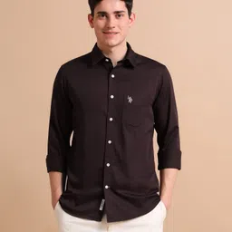 u.s. polo assn. Men Regular Fit Solid Spread Collar Casual Shirt image 1