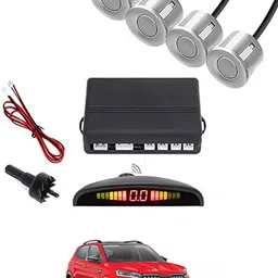 maties 4Parking Sensor Increased Safety For Passengers Silver-167 Universal Car Reverse Silver Parking Sensor With LED Display ,Buzzer-167 Parking Sensor image 1