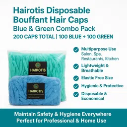 hairotis Disposable Hair Caps Combo Blue Green for Cleanroom Beauty Kitchen Cooking Hotel Catering Chef Hat image 2