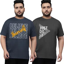 west gate clothing Pack of 2 Men Printed Round Neck Cotton Blend Multicolor T-Shirt-picture-12