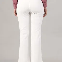 indianrang Women Regular Fit White Lycra Blend Trousers image 3