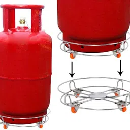 Masox Store LPG Cylinder Stand Gas Stand with Wheel |Gas Cylinder Trolley with 4 Wheels K02 Stainless Steel Kitchen Trolley-picture-10