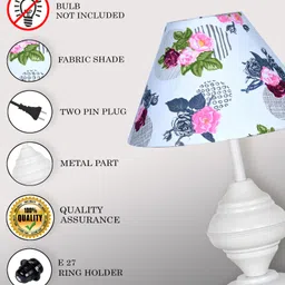 glowhere Farmhouse Matte Table Lamp, Rose Cone Fabric Shade for Bedroom & Living Table Lamp image 5