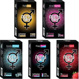 nottyboy Honeymoon Set Ribbed, Extra Dotted Contoured, Extra Delay Ultra Thin Flavoured Condom image 1