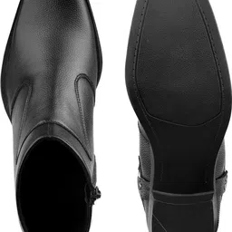 bxxy Men 5-6 cm Block Heel Height Increasing, Black Casual Formal Slipon Ankle Boot Boots For Men image 4