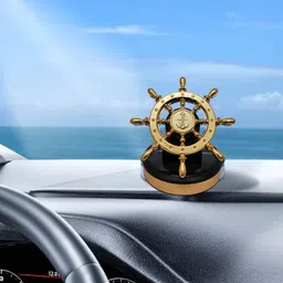 budwill ® Ship Steering Wheel Anchor Rotating Design Solar Power Perfume-Golden Diffuser-picture-28