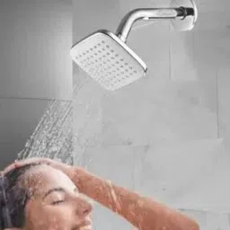 bathbliss 4x4"Inch Galaxy White ABS Shower with 9"Inch S.S Round Shower Arm (Set of 1) Fixed Mount image 3