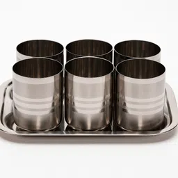 dynore Water & Juice Glass Set with Elegant Tray | 6 Glasses (300 ml) Glass Tray Set-picture-47